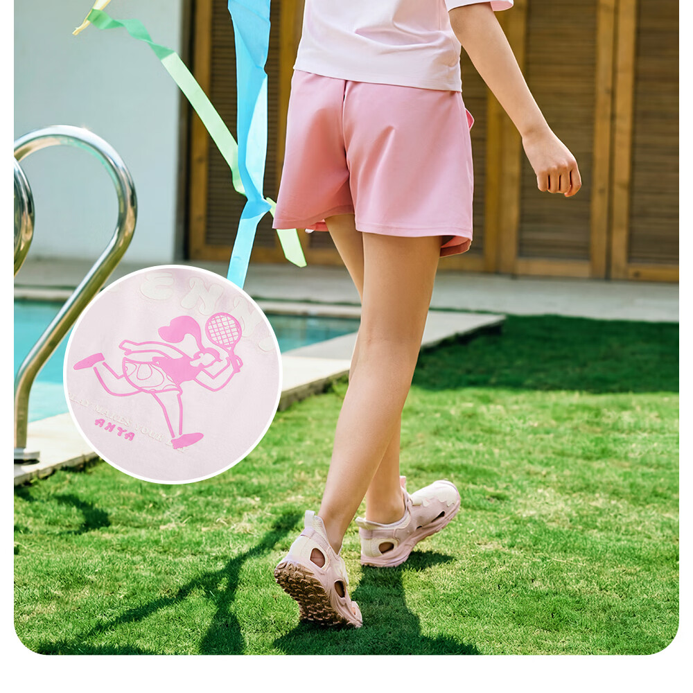 Anta Kids Sports Set Girls 2026 Summer Breathable Skin-friendly Cotton Short Sleeve Skirt A62626702 9