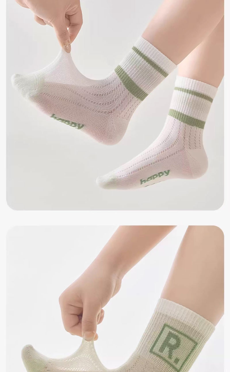 Cotton Full Children's Socks Summer Thin Pure Cotton Antibacterial Boys Mesh Mid-Calf Socks 6 Pairs 14