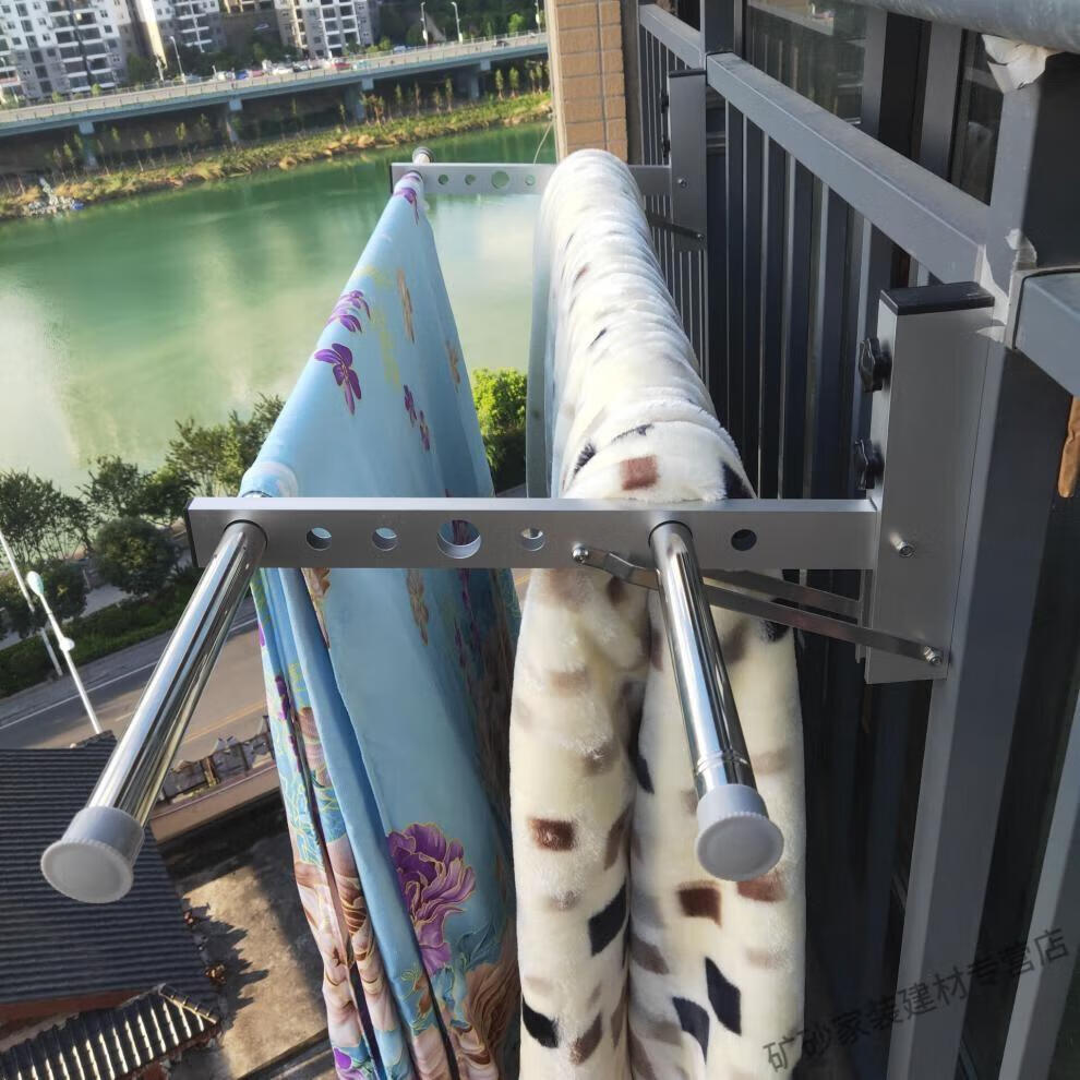 晒被子神器窗外晾衣架窗框折叠挂衣杆防盗网凉衣架阳台栏杆晒衣架 铝