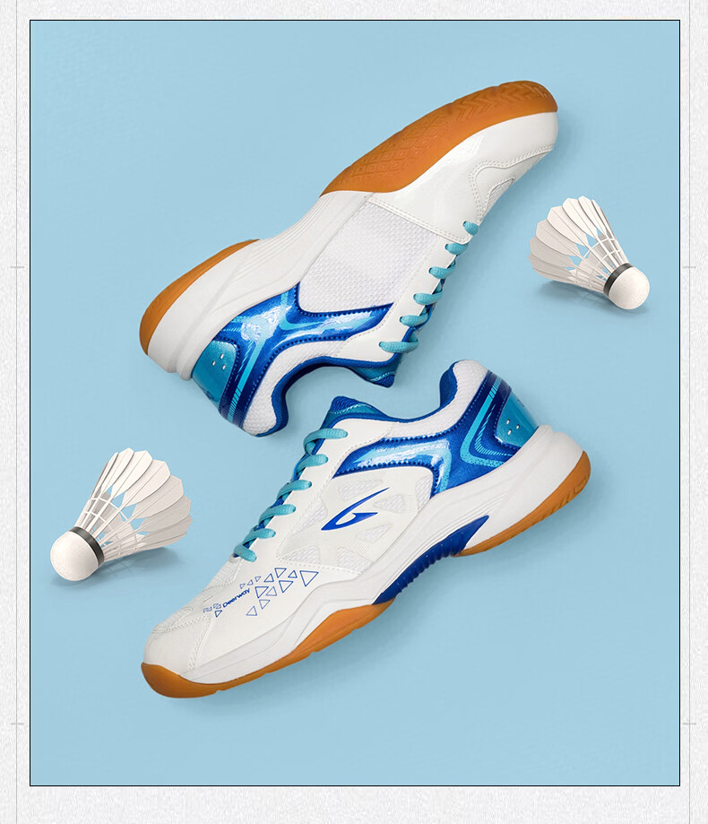 Dareway Unisex Badminton Shoes Shock Absorption Comfortable Stable Support Breathable Competition Training Sports Shoes White Lake Blue Size 45 21