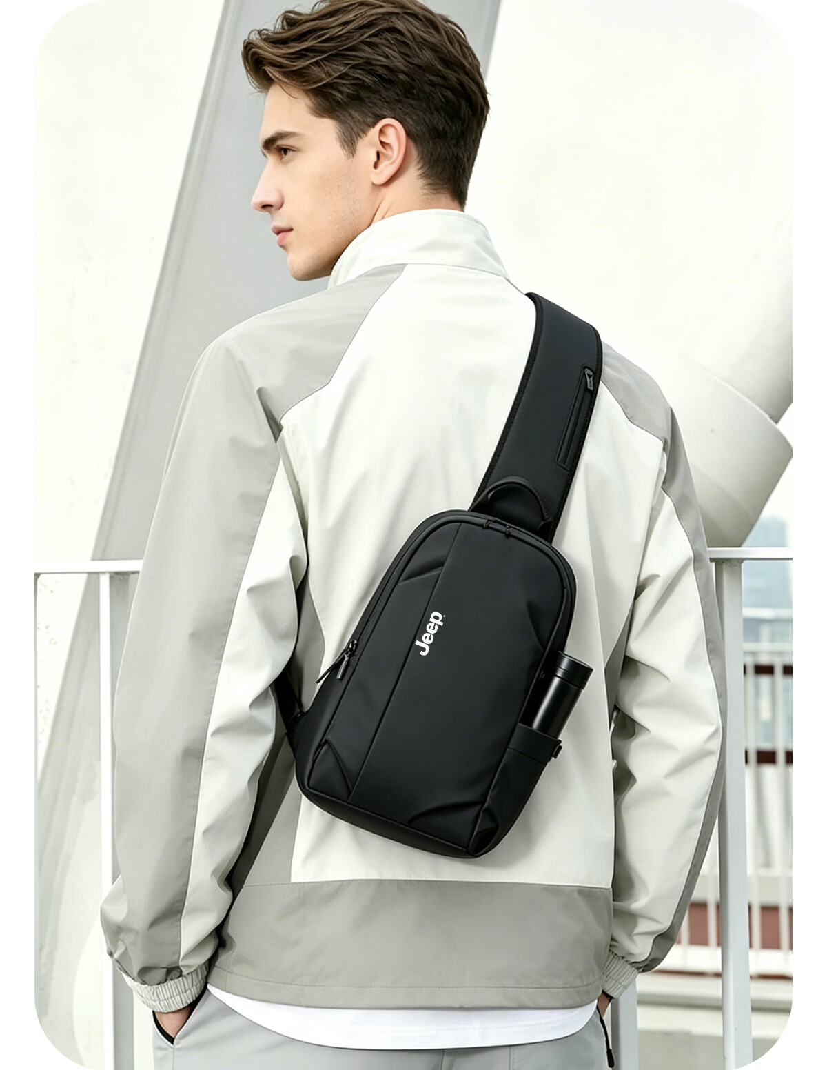 JEEP Men's Large Capacity Functional Crossbody Shoulder Bag Chest Bag 2026 New Commuter Cycling Sports Backpack 5