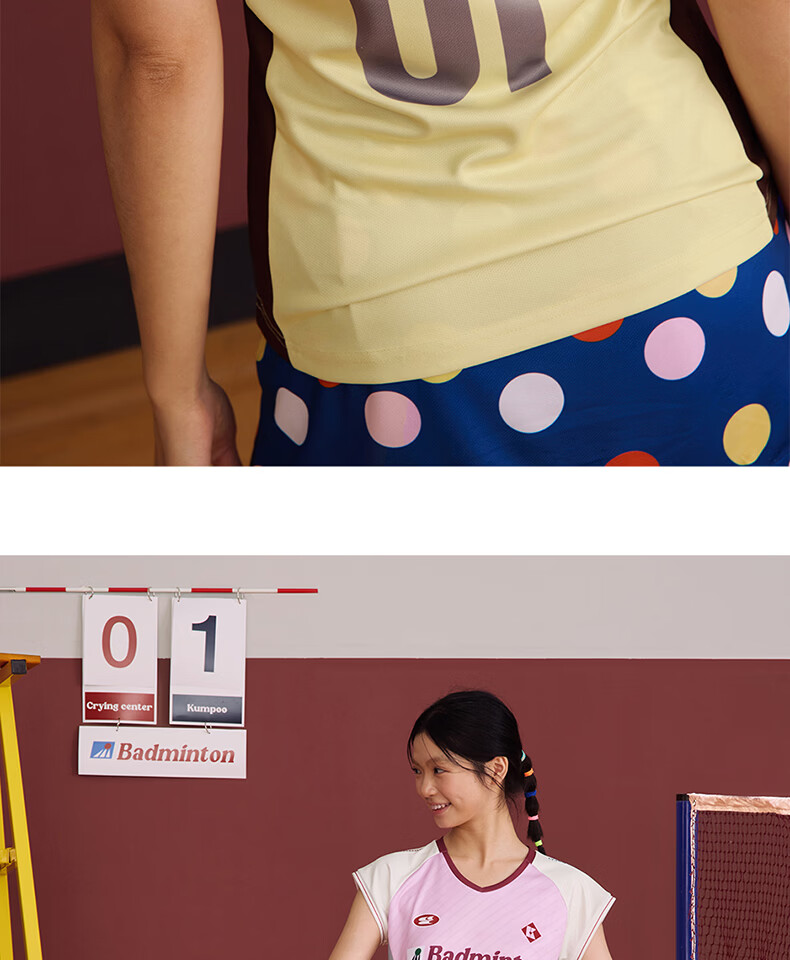 KUMPOO (KUMPOU) Badminton Shirt for Women, Short-Sleeved Quick-Dry Sports Jersey, Collaboration with Crying Center, Competition Uniform ACT261608-Blue 2XL 34