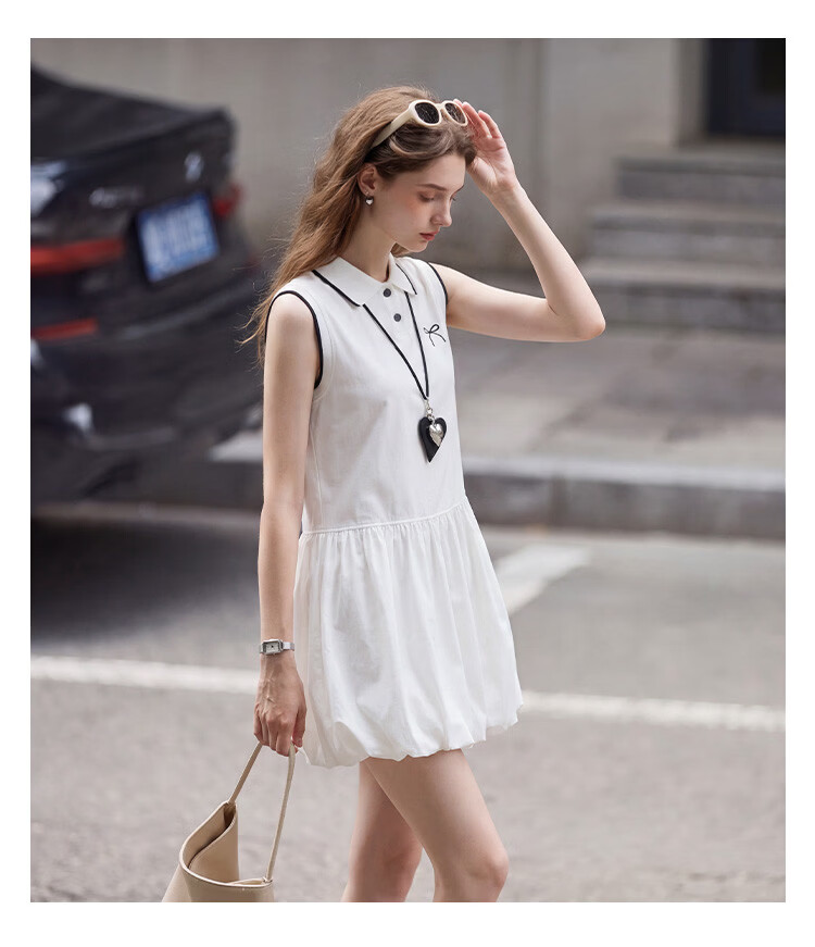 TonLion 2026 Spring Summer New Women's Dress White Balloon Skirt Unique and Beautiful Early Spring Dress 9