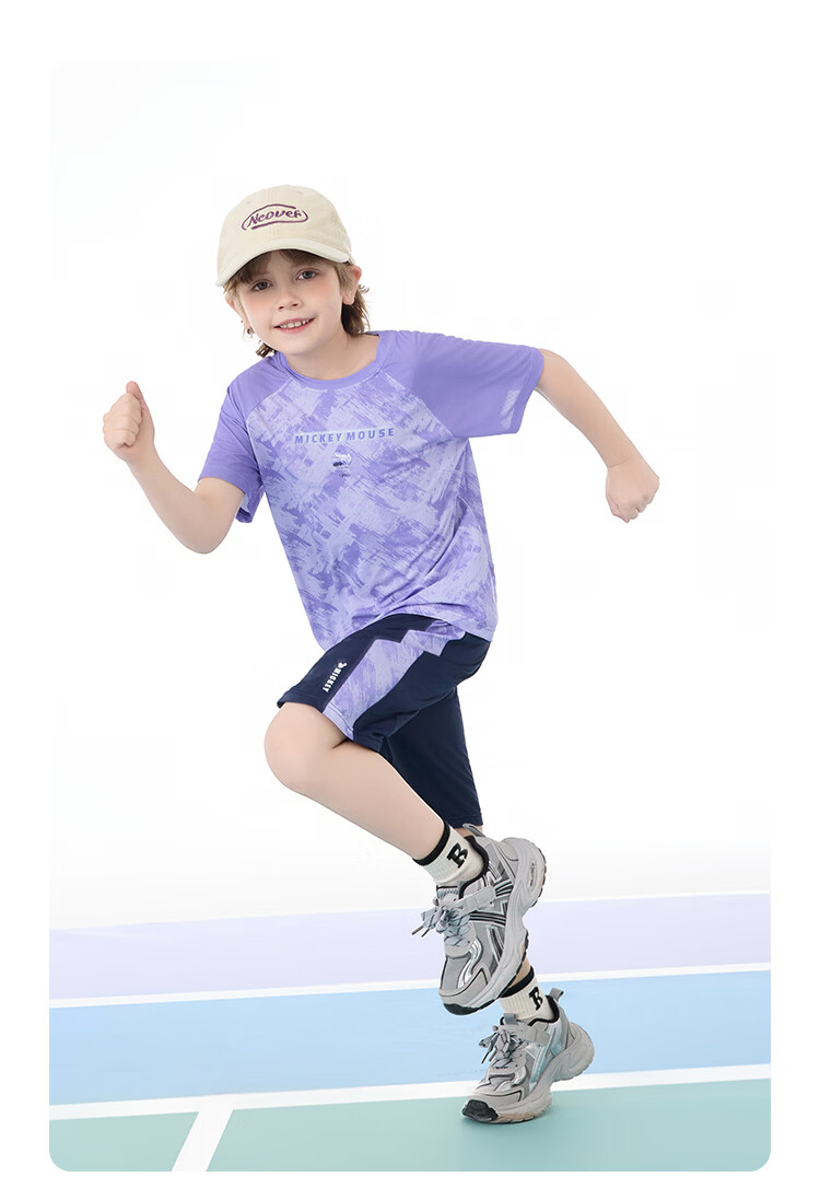 Disney Kids Summer Outfit 2026 New Outdoor Sports Casual Set Purple Tie-Dye Size 110 38