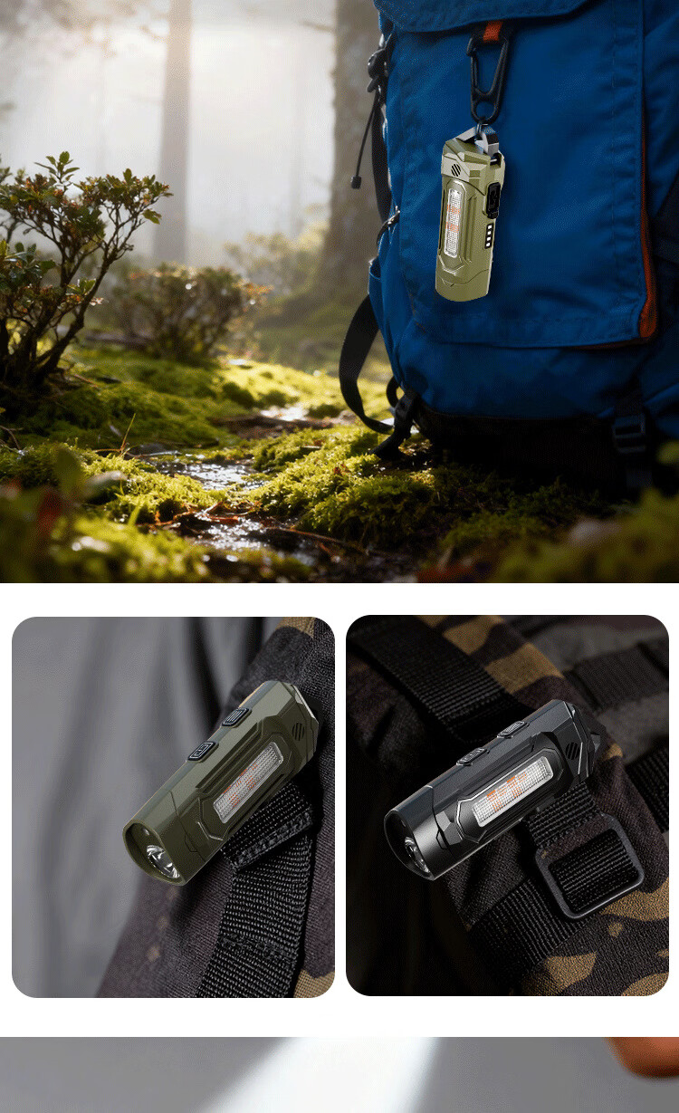 Cavalry Multifunctional Rechargeable Portable Outdoor Long-Range Three-Color Strobe Flashlight Strong Magnetic Keychain Buzzer Alarm 14