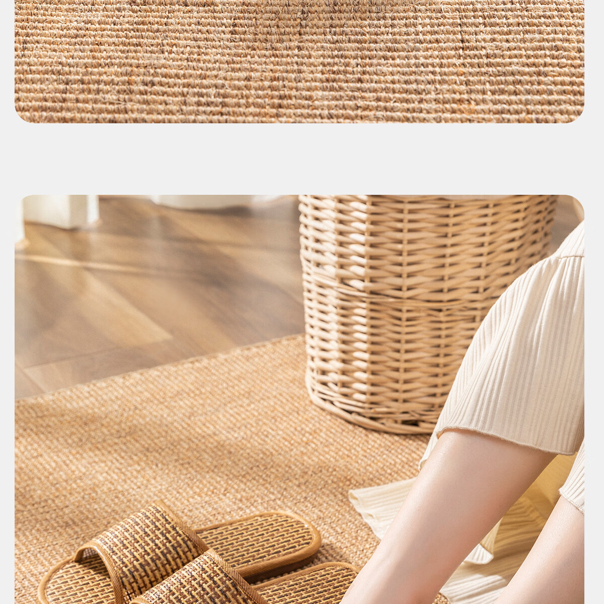 Runrou Bamboo Woven Rattan Grass Slippers Men Summer 2026 New Indoor Home Soft Sole Non-Slip Floor Cool Slippers Men 15