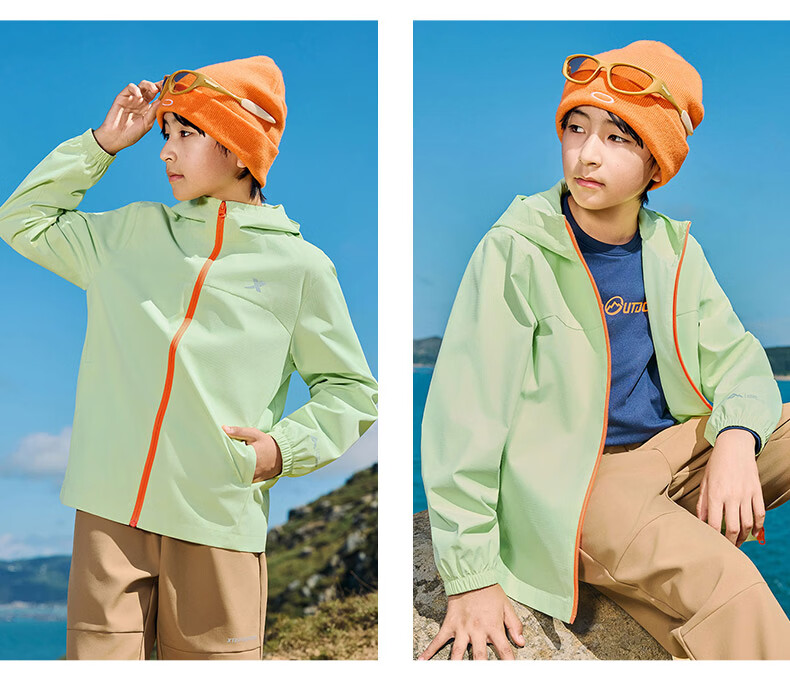 Xtep Kids Children's "Little Rain Shell" Double-Layer Windbreaker Boys and Girls Water-Repellent Tech Jacket Fairy Tale Pink 130 14