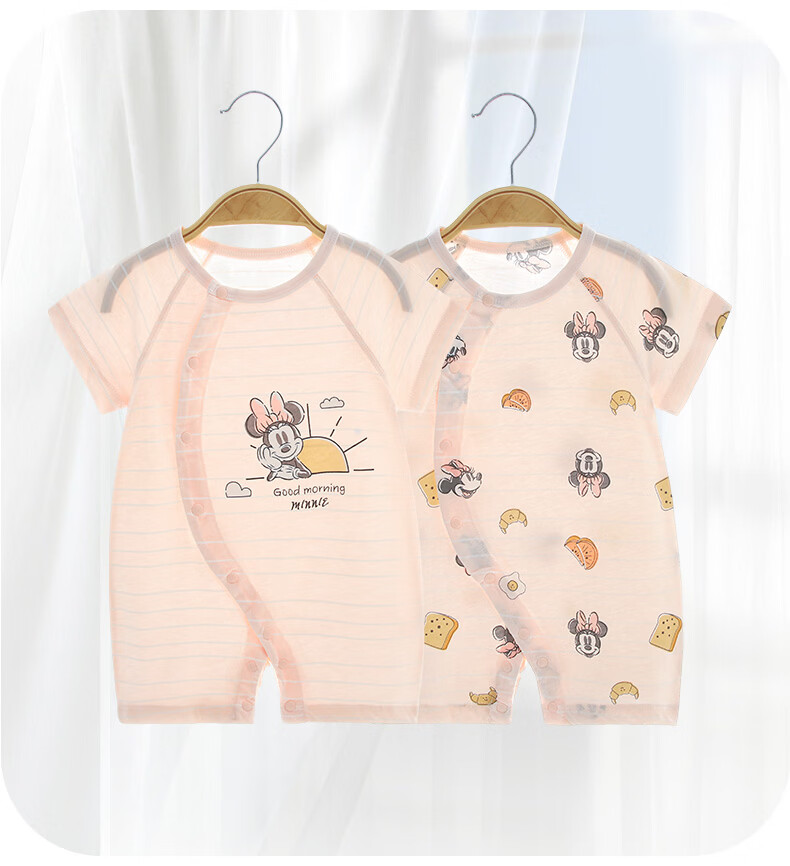 Disney 2-Piece Baby Summer Thin Newborn Romper Set A-Class Cotton Crawling Suit Full Moon Boys and Girls Sleepwear 19