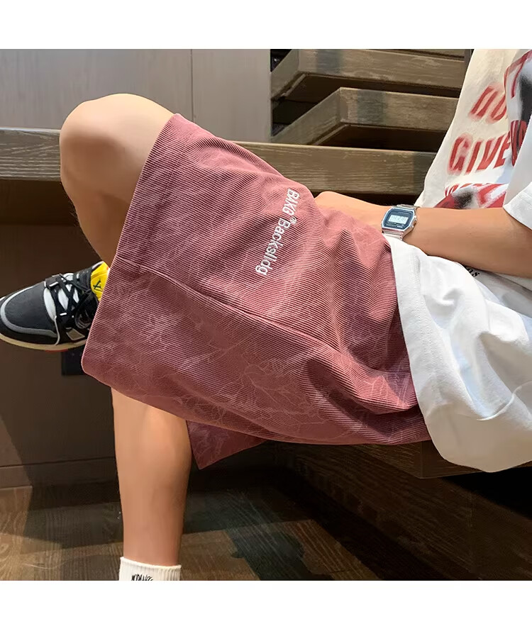 NASA MARVEL American Style Tie-Dye Letter Men's Shorts Summer New Ice Silk Thin Beach Sports Casual Straight Loose Knee-Length Pants 2