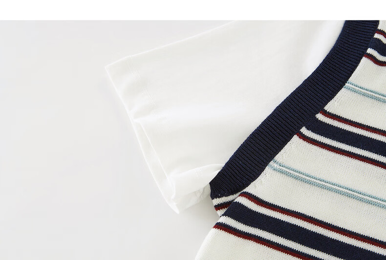 Sllsky College Style Colorblock Striped Patchwork Faux Two-Piece Wool Short Sleeve Knit Top Women 2026 Summer New Arrival 21