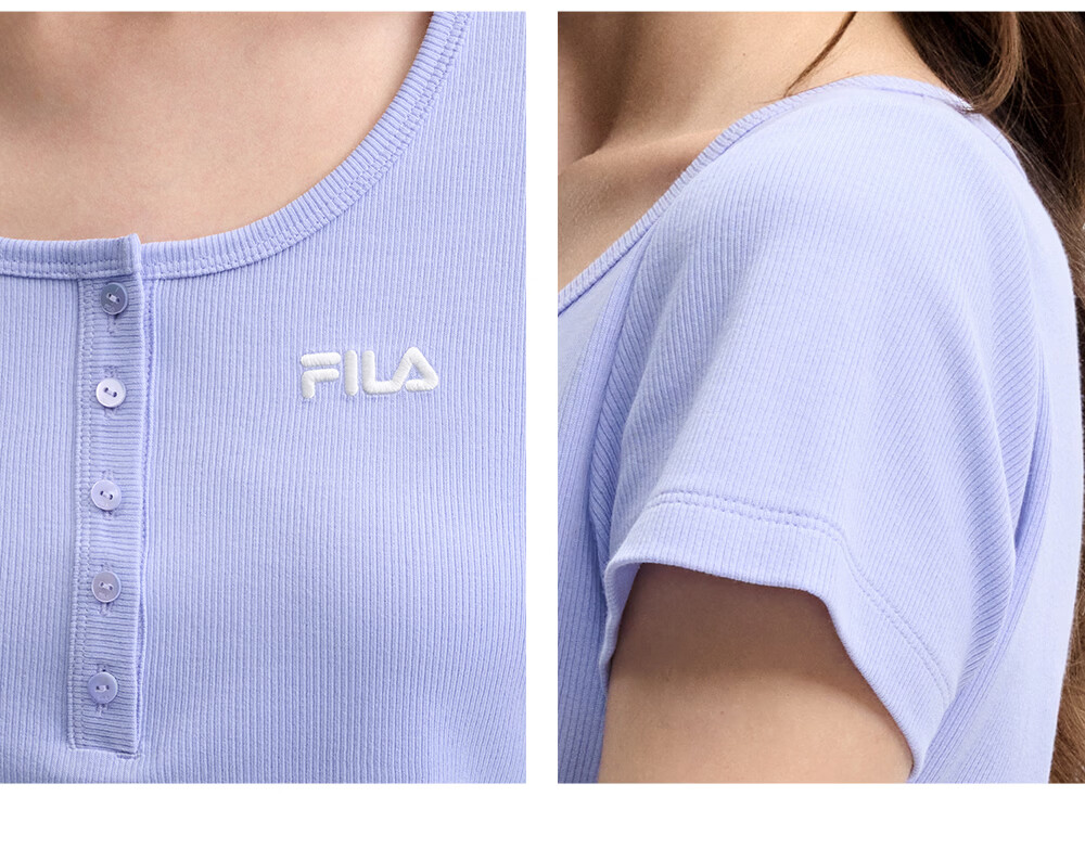 FILA Official Women's Knitted Short Sleeve Shirt 2026 Summer New Fashion Simple Slim Fit T-Shirt 20