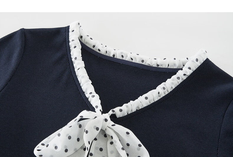 Sllsky Polka Dot Bow Tie V-Neck T-Shirt for Women 2026 Summer New Fashion Casual Short Sleeve Top 20