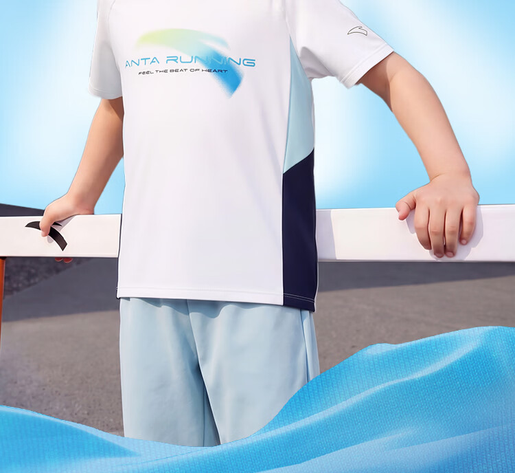Anta Kids Short Sleeve T-Shirt Toddler Baby Summer 2026 Breathable Cool White Tee 352629104 9