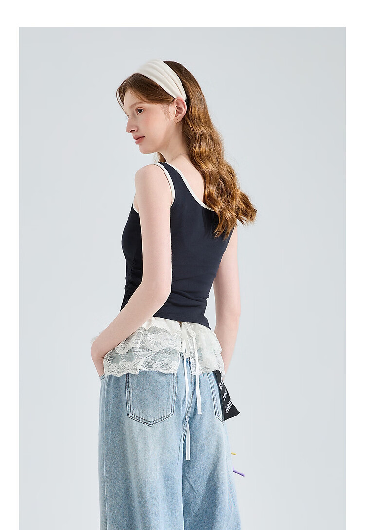 TonLion 2026 Spring Summer New Colorblock American College Style Designer Beautiful Basic Vest for Women 11