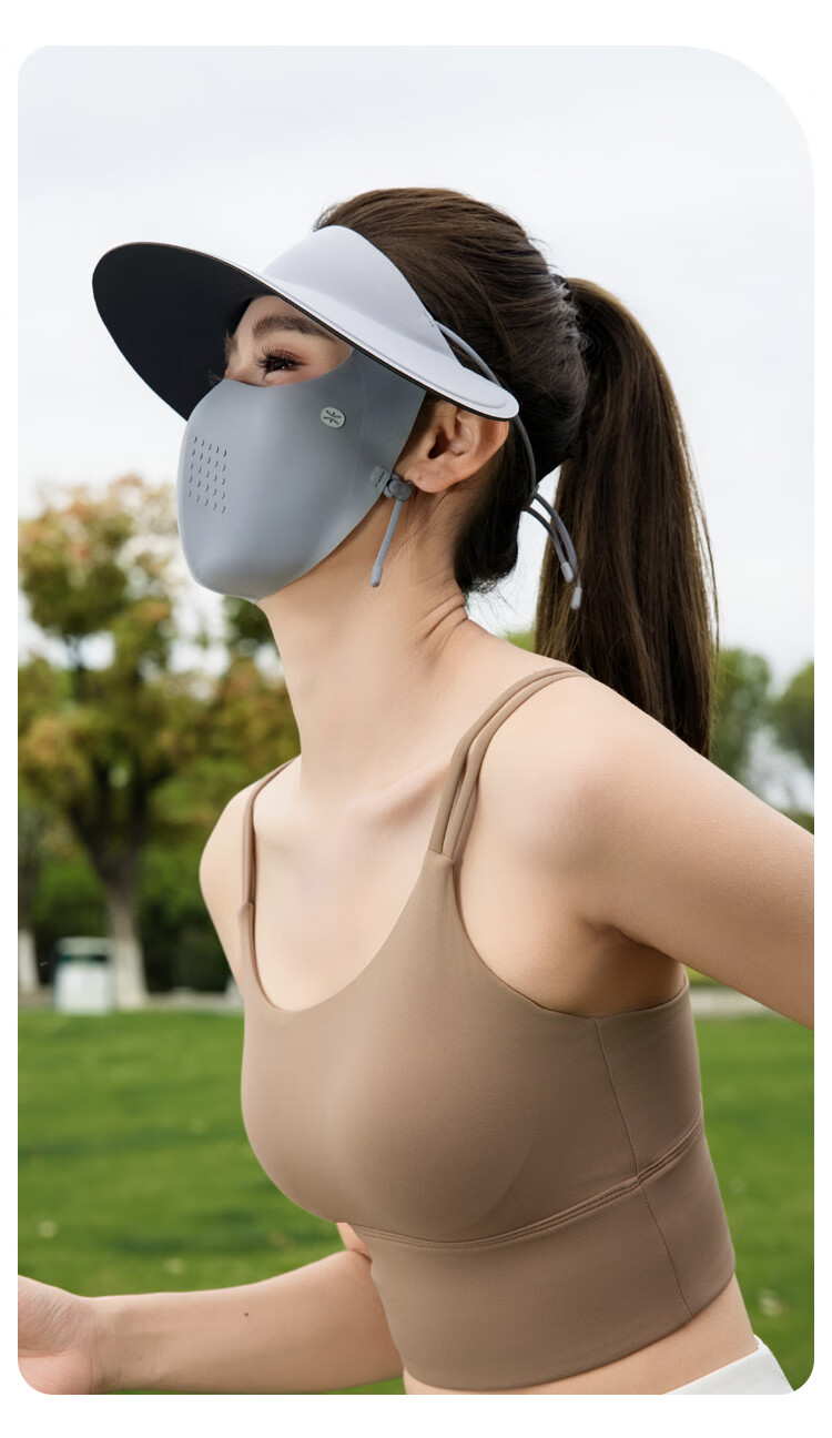 Zhenxiang [Sun Protection Mask and Hat Combo] Women's Summer Outdoor Waterproof Sunshade Open-Top Hat with Face Shield F949 16