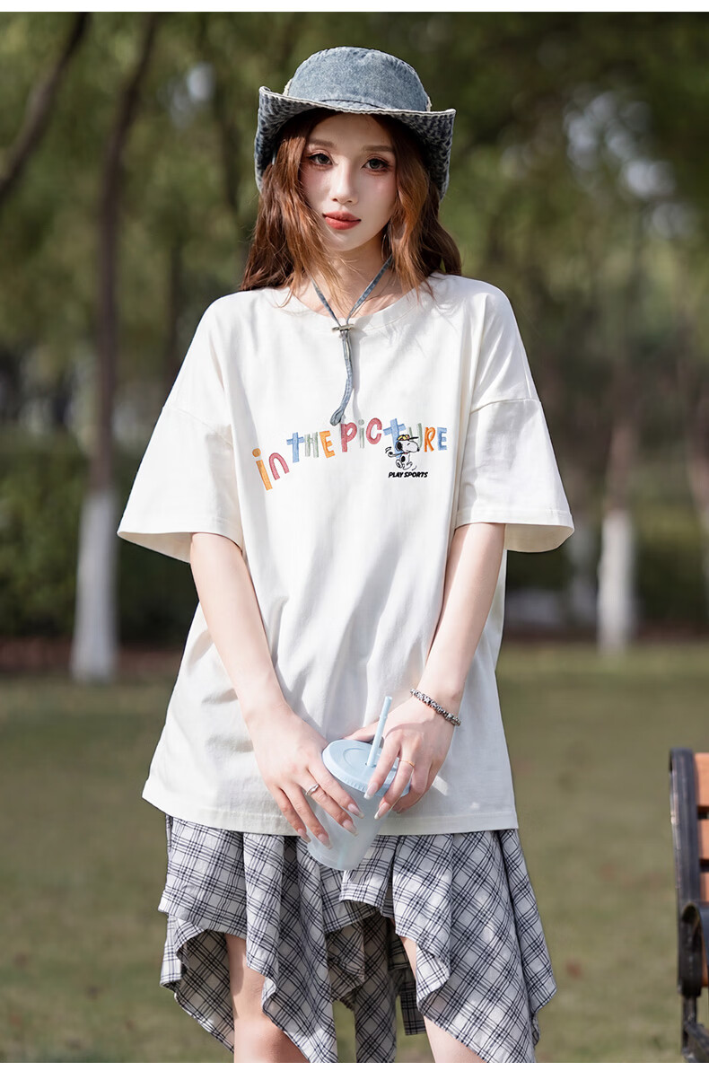 TonLion 2025 Summer Women's Letter Print Short Sleeve T-Shirt [Snoopy Collaboration] 10
