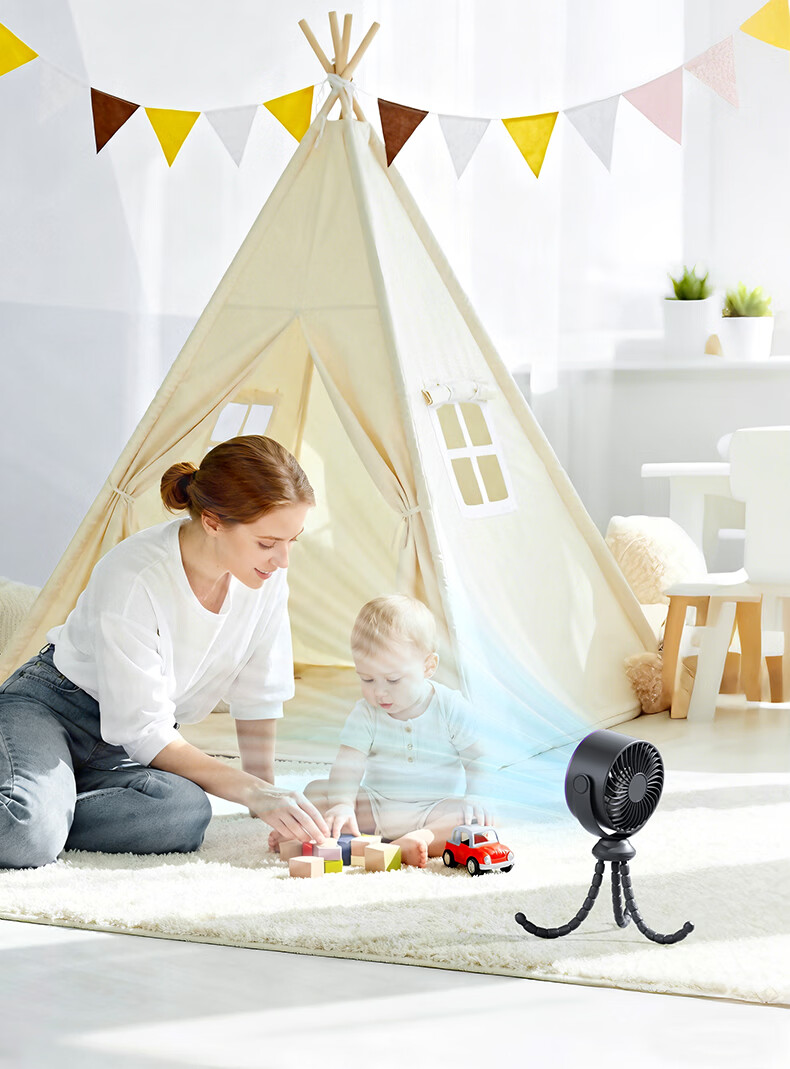 AUX Baby Stroller Mini Octopus Folding Desktop Portable Handheld USB Fan Baby Special Outdoor Cooling Essential Long Battery Life 15