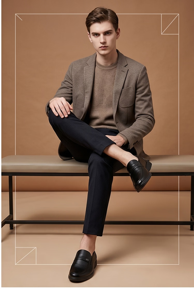 Hengyuanxiang Men's Slip-On Business Casual Breathable Driving Loafers XB406035 Black 40 17