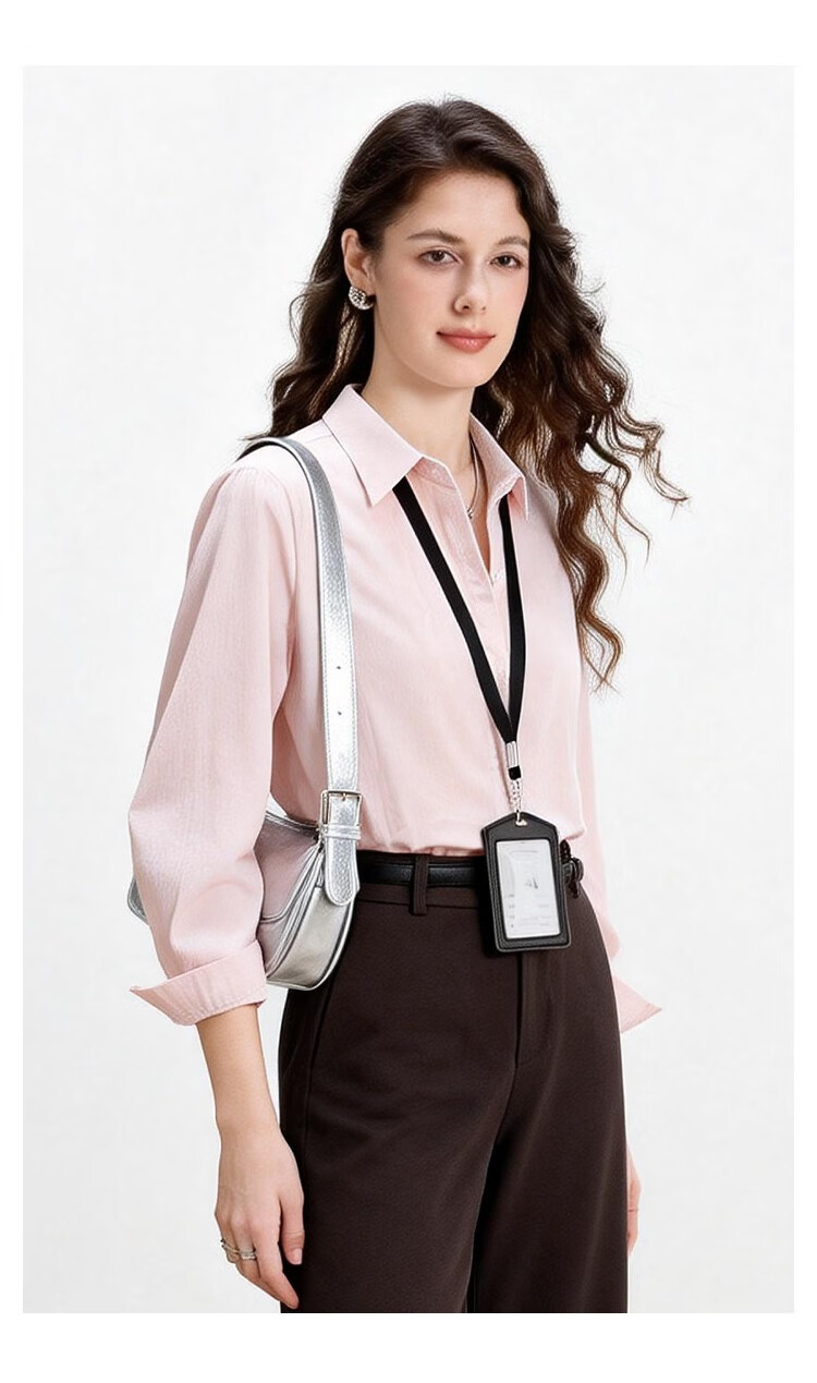 ENC Korean Style Long Sleeve Elegant Light Pink Shirt Youthful Loose Fit Niche Design Commuter Business Top 18
