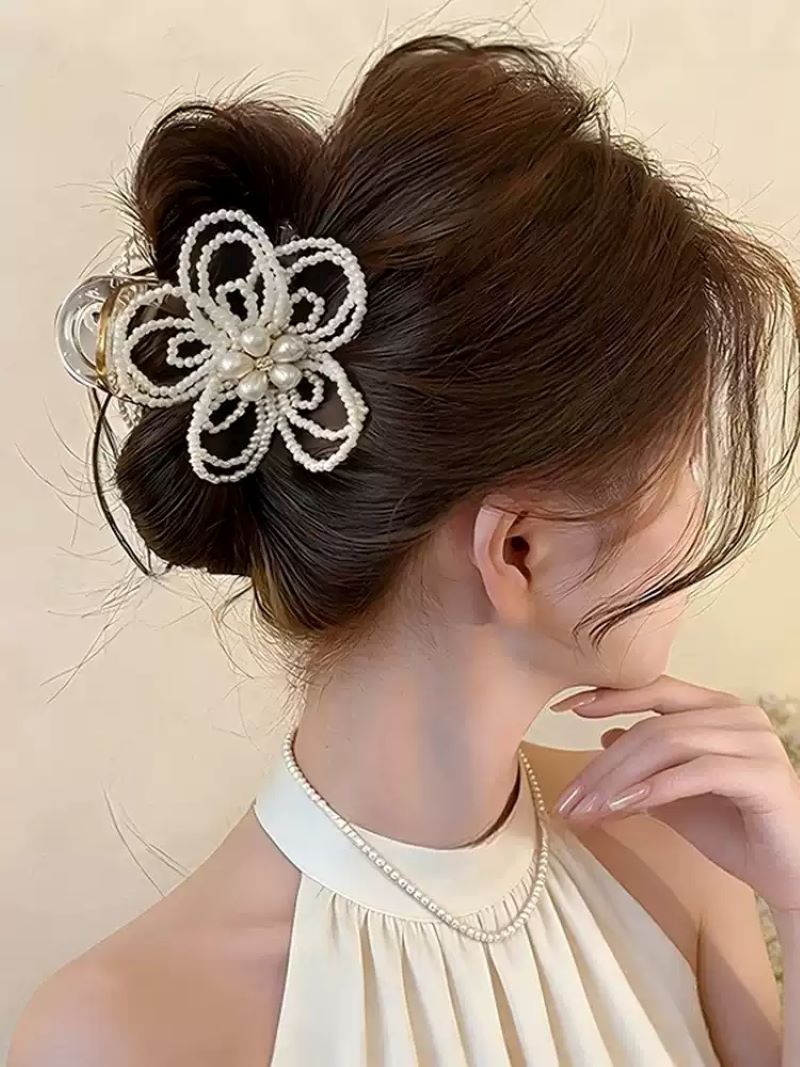 Idaer Pearl Flower Hair Claw Clip for Women Back of Head Shark Clip 2026 New Elegant Hairpin Birthday Gift for Girlfriend 1