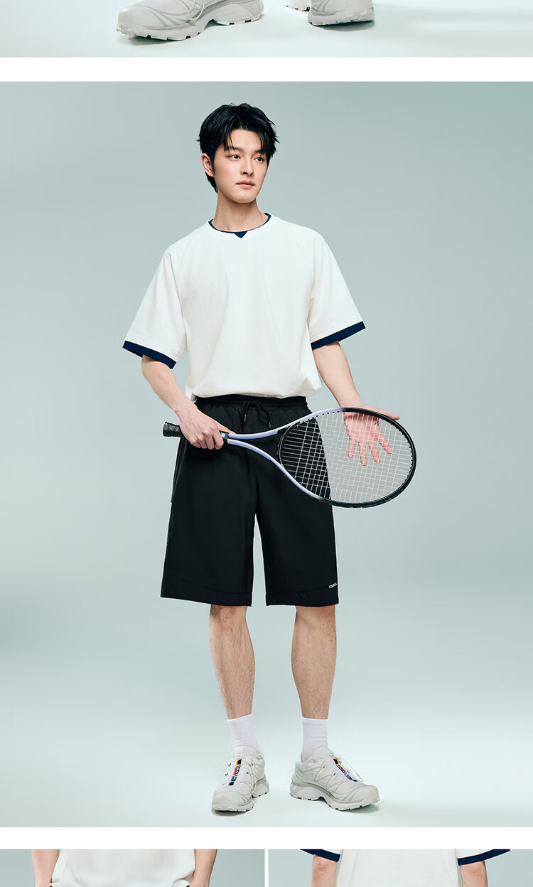 Giordano Men's Shorts 2026 Summer New Four-Way Stretch Pleated Elastic Waist Sports Pants 13106216 14