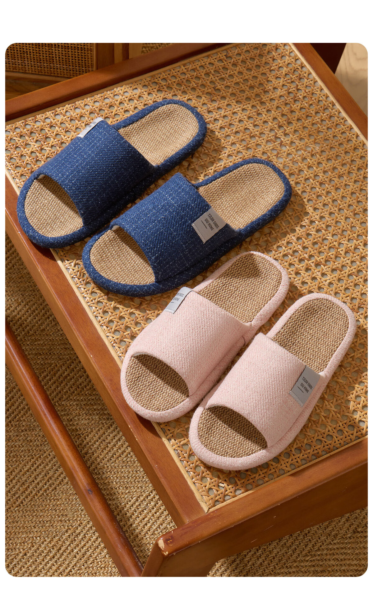 Runrou Japanese Style Linen Slippers for Men Spring Summer Indoor Home Antibacterial Deodorant Breathable Cotton Linen Slippers for Men 6