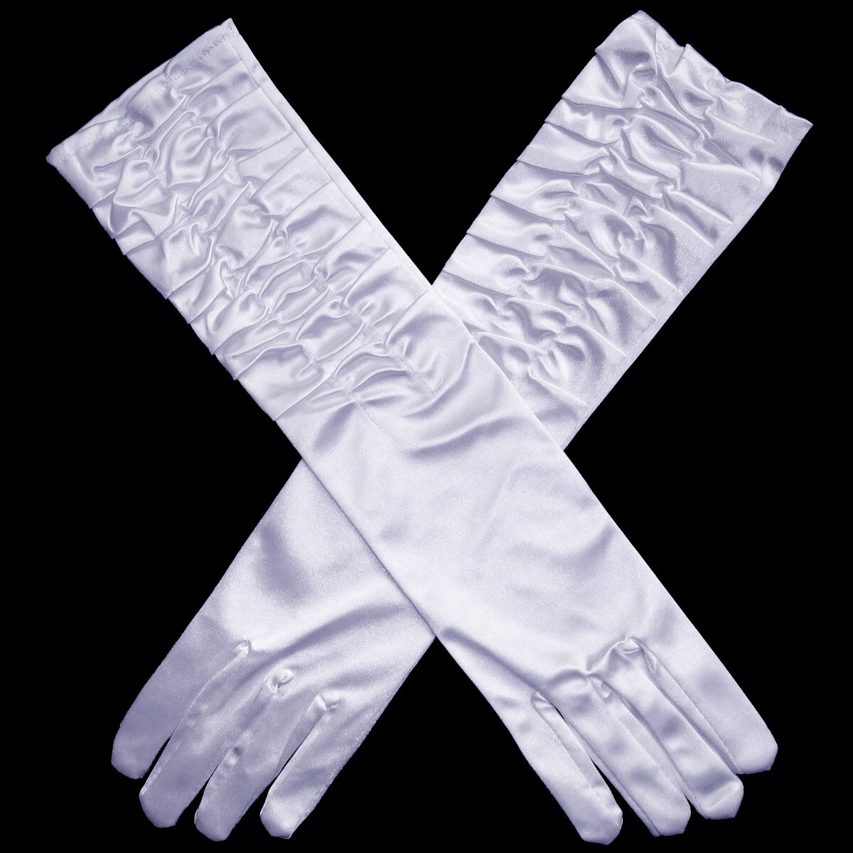 礼服网纱手套粉色长款褶皱包指手套新娘婚纱礼服配件结婚婚礼舞台派对