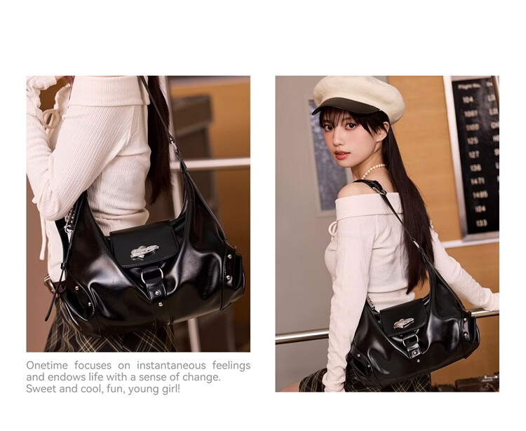 ONETIME Planet Single Shoulder HOBO Bag New Niche Design College Style Fashion Student Class Travel Crossbody Bag Black 8