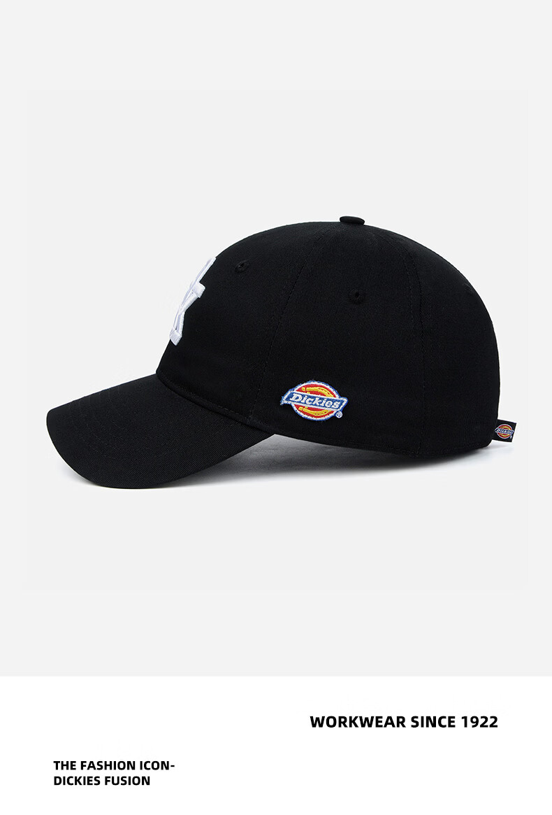 Dickies Embroidered Letter American Style Baseball Cap Unisex Trendy Casual Soft Top Duckbill Hat Black 7