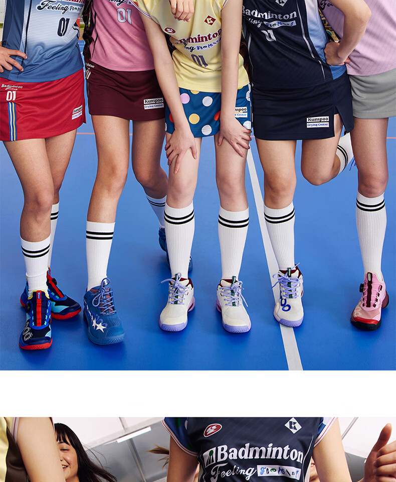 KUMPOO (KUMPOU) Badminton Shirt for Women, Short-Sleeved Quick-Dry Sports Jersey, Collaboration with Crying Center, Competition Uniform ACT261608-Blue 2XL 9