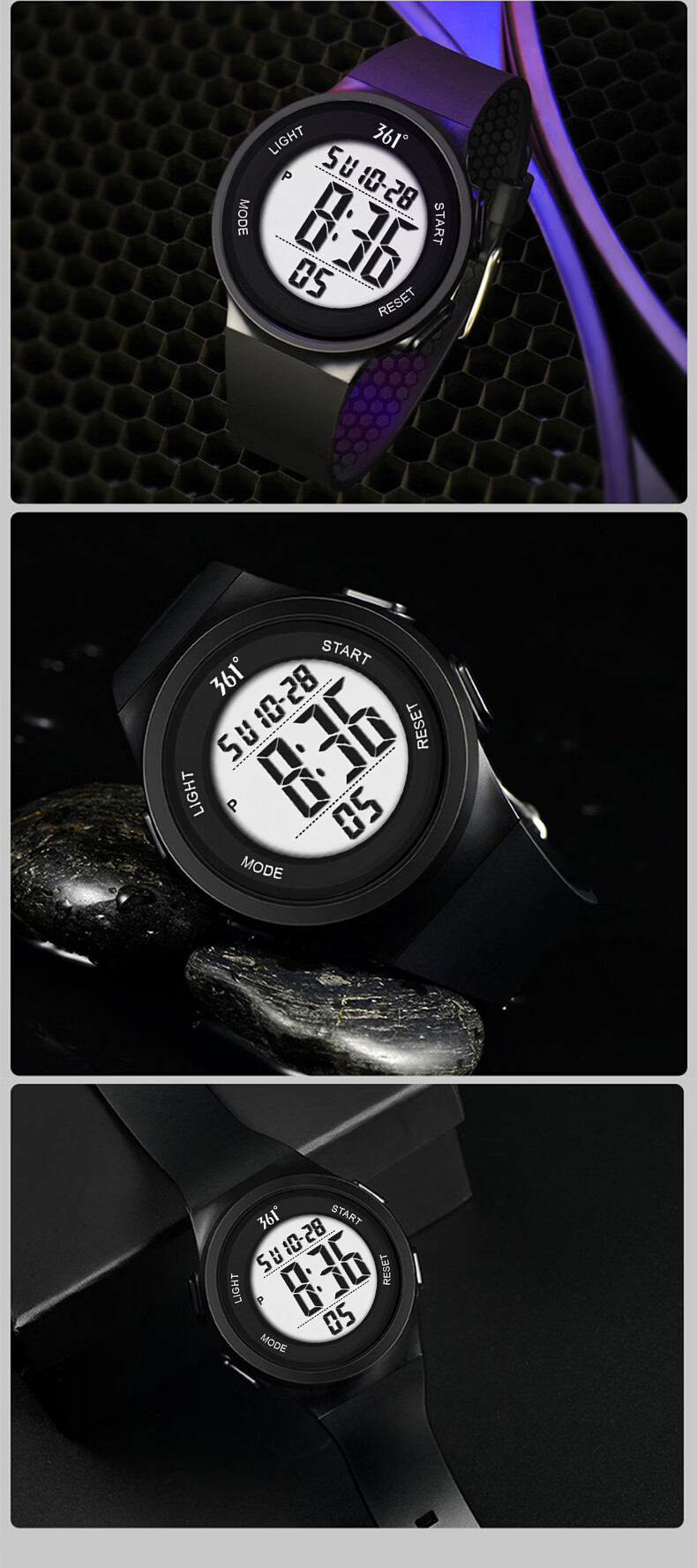 361° Digital Watch Unisex Student Waterproof Durable Sports Watch for Middle and High School Students Children's Electronic Watch 10