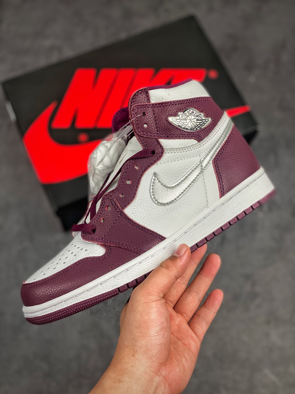 【官方旗舰】aj1 酒红色波尔多 休闲运动户外高帮鞋 红_aj1酒红 36