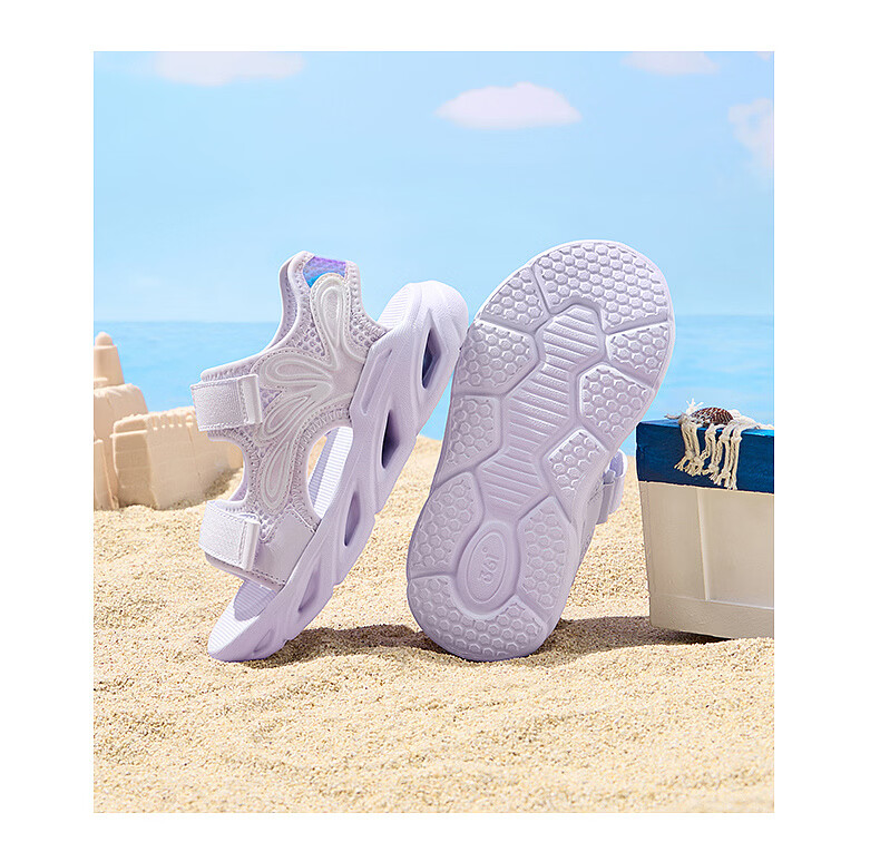 361° Kids Summer Sandals 26 Girls Breathable Soft Sole Non-slip Sports Sandals Purple 28 3