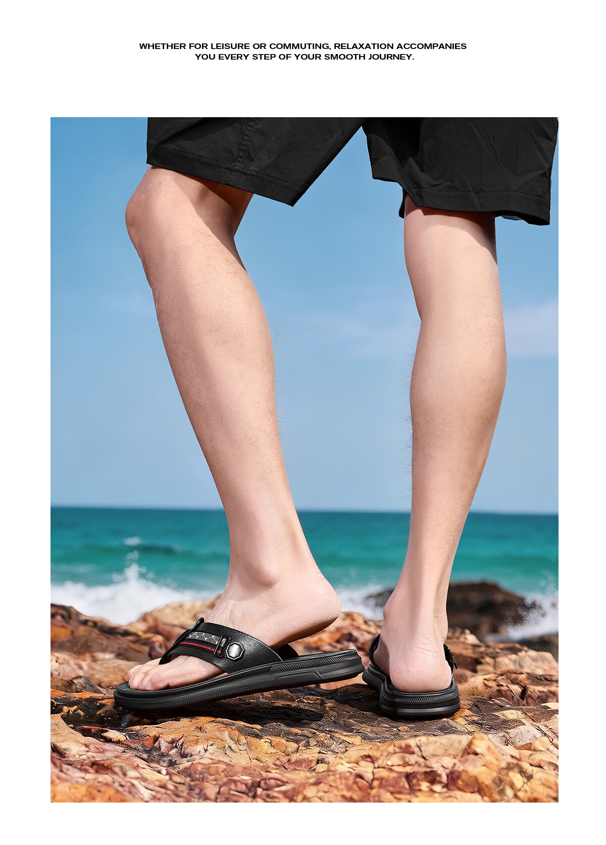 Eierkang Men's Fashion Casual Flip Flop Sandals 96295W Black Size 42 14