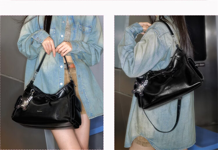 ONETIME Sweet Cool Time Ballet Bunny Hobo Bag New Sweet Cool Shoulder Crossbody Tote Bag Gift for Girlfriend Black 10