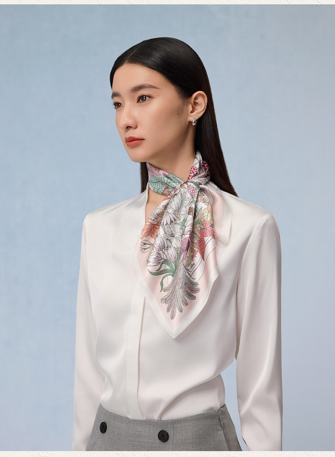 Shanghai Story 100% Mulberry Silk Printed Small Square Scarf Gift Box for Mom and Girlfriend Birthday Women's Silk Scarf 9