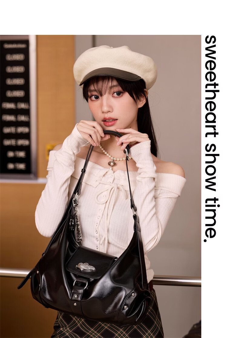 ONETIME Planet Single Shoulder HOBO Bag New Niche Design College Style Fashion Student Class Travel Crossbody Bag Black 10