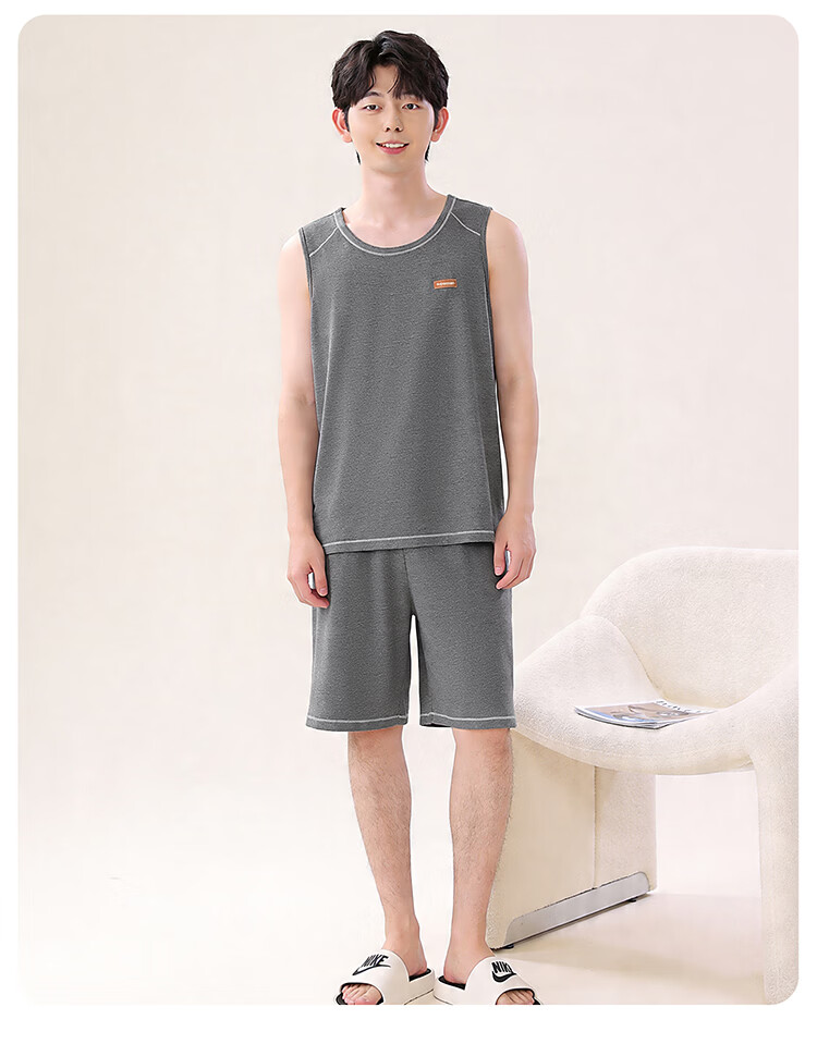 Bingxue Cotton Youth Vest Set Boys' Modal Ice Silk Summer Thin Cool Development Period Shorts Two-Piece Pajama Set 24