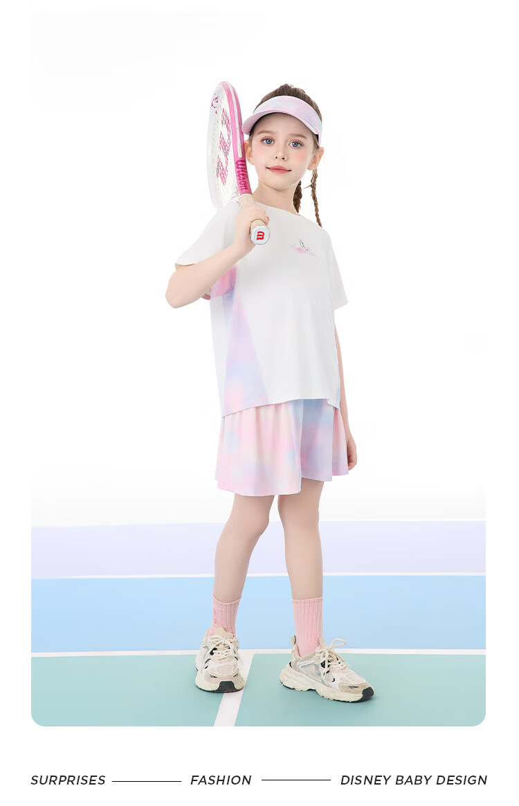 Disney Kids Summer Outfit 2026 New Outdoor Sports Casual Set Purple Tie-Dye Size 110 29