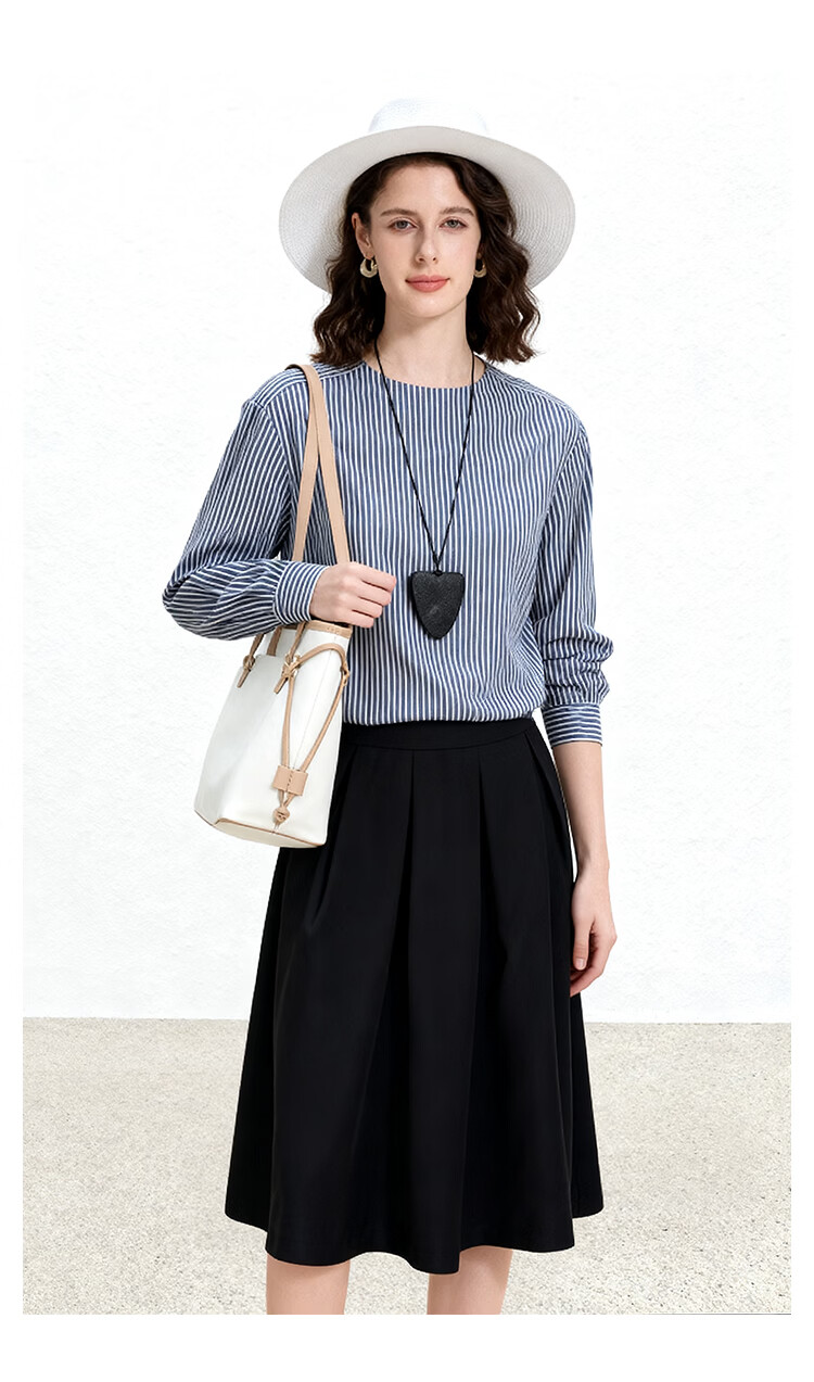 ENC French Stripe Shirt Loose Fit Versatile New Long Sleeve Boutique Design Commuter Date Elegant Top 13