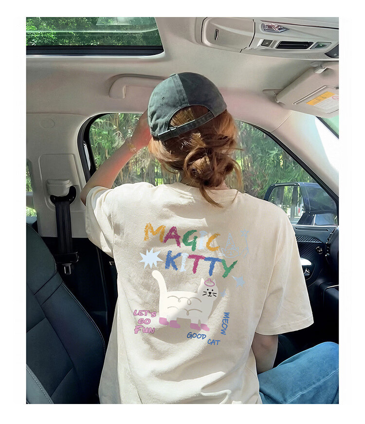 TonLion 2026 Summer Women's Cartoon Print Front and Back Short Sleeve T-Shirt Casual Versatile Fashion High-End Women's Tee 7