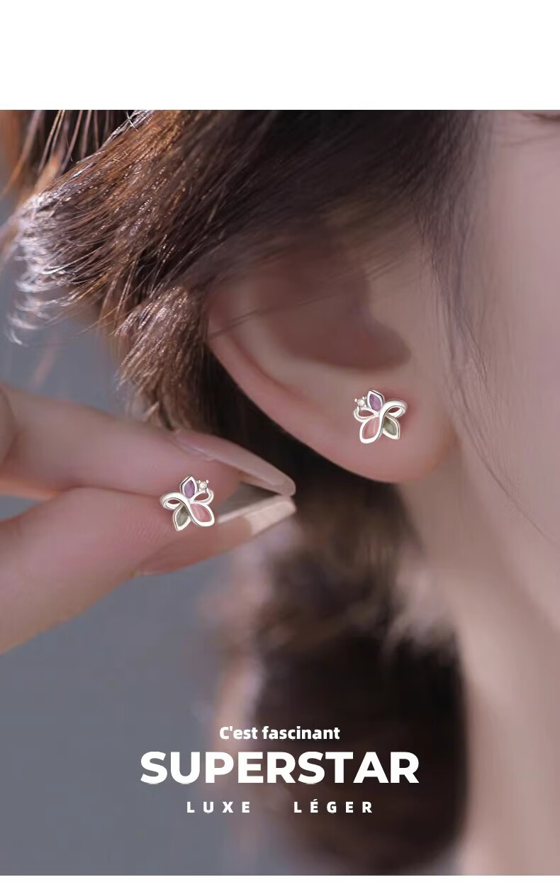 Dijing Tri-Color Flower 925 Silver Stud Earrings for Women Niche High-End 2026 New Earrings Qixi Festival Gift for Girlfriend 1