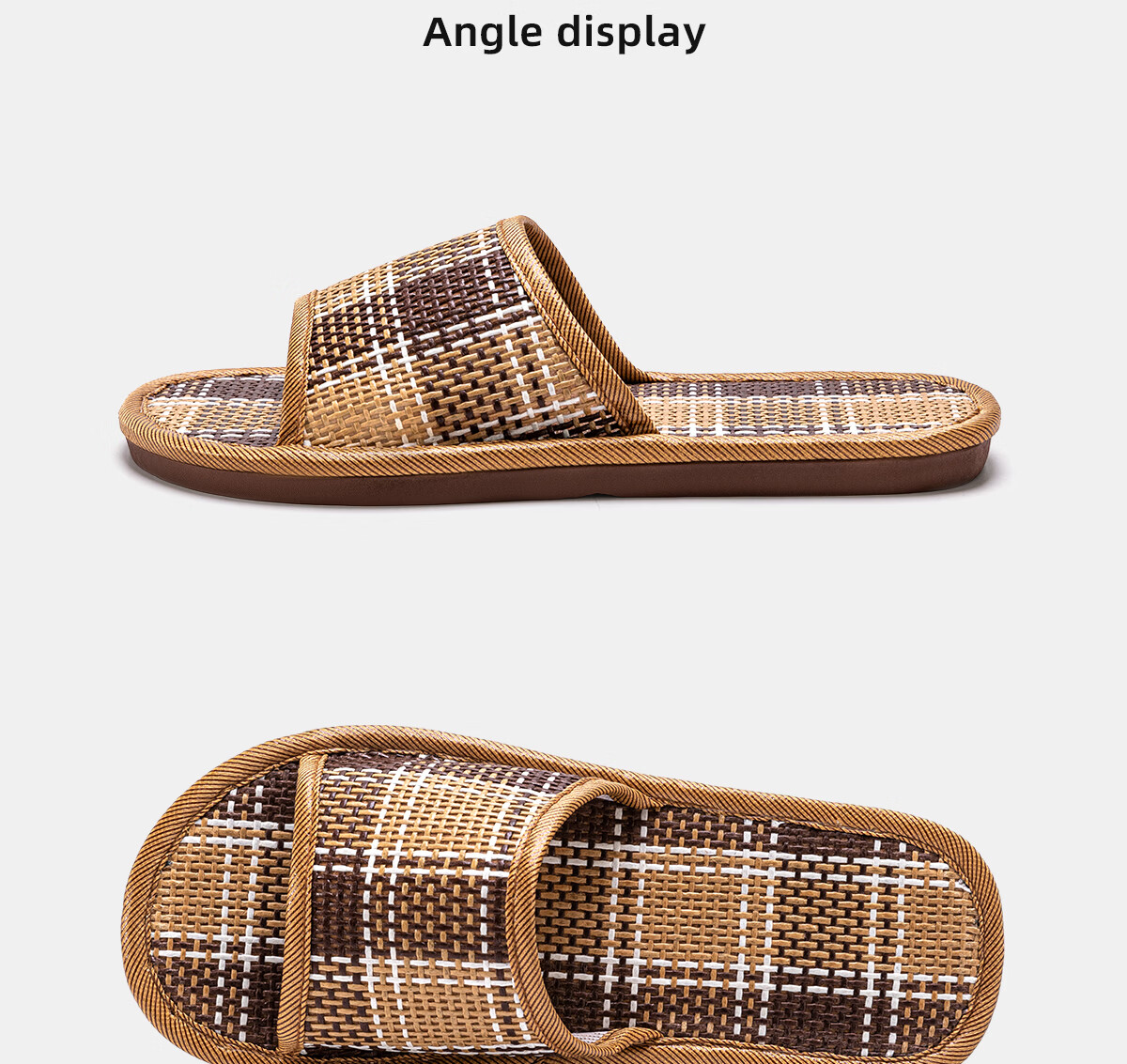 Runrou Bamboo Woven Rattan Grass Slippers Men Summer 2026 New Indoor Home Soft Sole Non-Slip Floor Cool Slippers Men 16