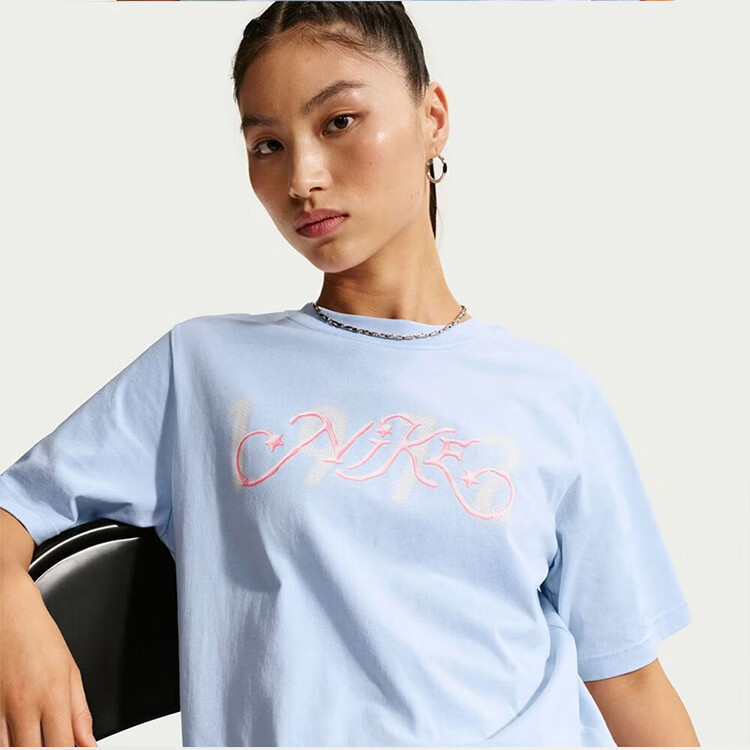 Nike Women's Sports T-Shirt New Breathable Comfortable Casual Knit Short Sleeve IR7559-411 Blue S 4