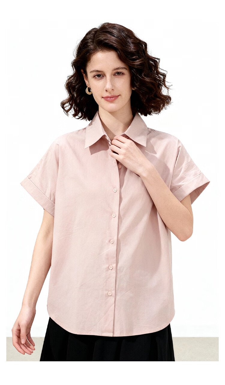 ENC Korean Style Loose Casual Short Sleeve Shirt Daily Work Commute Blouse for Women Summer Lightweight Breathable Comfortable Top 14