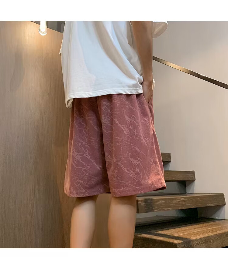 NASA MARVEL American Style Tie-Dye Letter Men's Shorts Summer New Ice Silk Thin Beach Sports Casual Straight Loose Knee-Length Pants 5