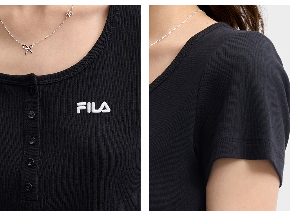 FILA Official Women's Knitted Short Sleeve Shirt 2026 Summer New Fashion Simple Slim Fit T-Shirt 15