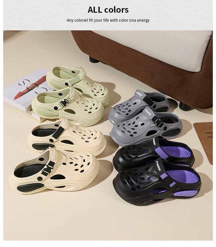 CARTELO Summer New Men's Sports Sandals Outdoor Slippers Casual Breathable Hole Shoes JF10 Sand Color Size 44-45 3