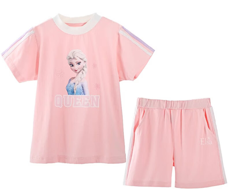 Disney Girls Summer Outfit Elsa Princess Toddler Short Sleeve T-Shirt and Shorts Set 6