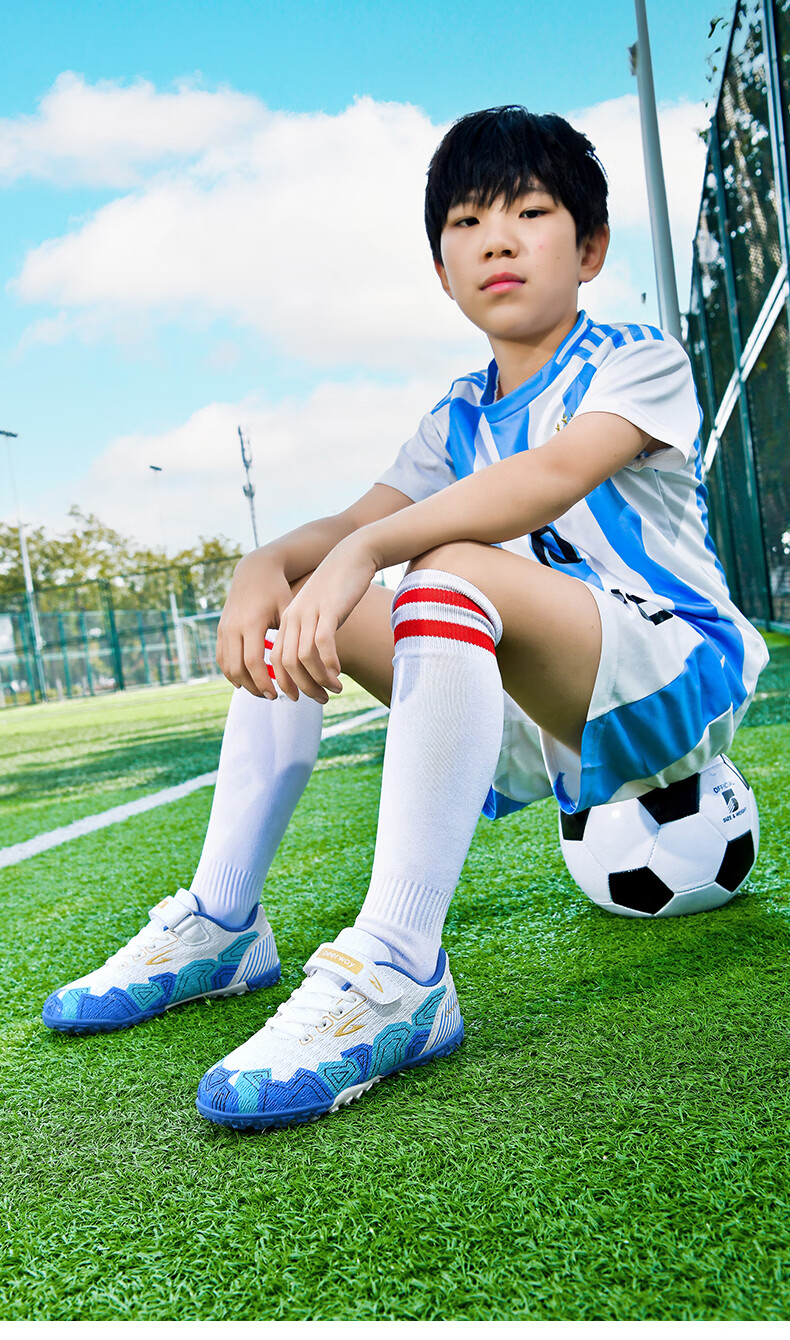 DEERWAY TF Studded Kids Soccer Shoes Boys Girls 6-12 Years Breathable Cushioning Training Match Shoes White Pink Size 30 19